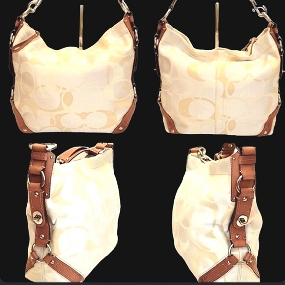 SOLD ELSEWHERE COACH Carly Lea & Canvas Sig C Hobo Shld Bag LIKE NEW & GORGEOUS! - Picture 10 of 16